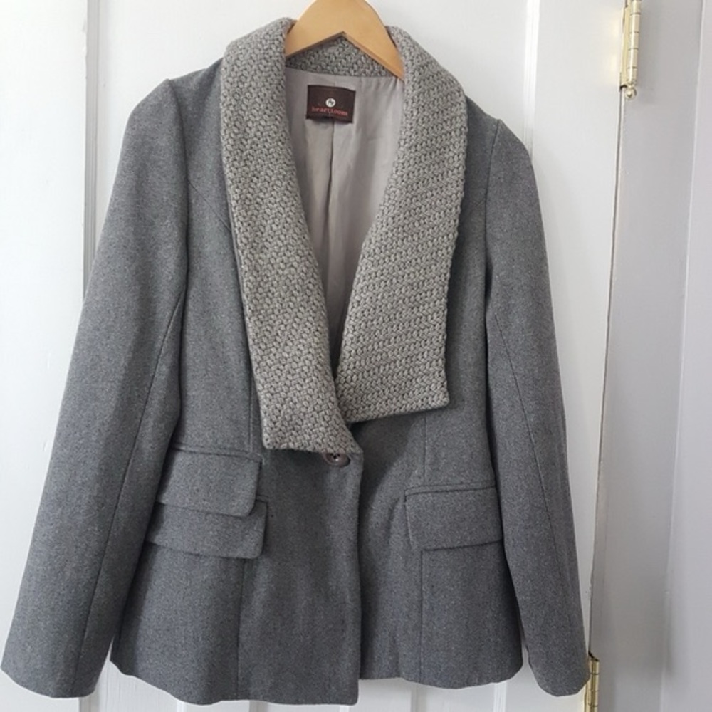 Heartloom Mackie Wool Blend Ribbed Knit Lapel Jacket Blazer Sz S